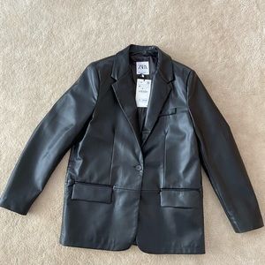 Zara Faux Leather Blazer